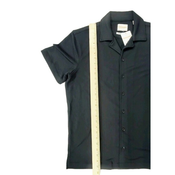 Scotch & Soda Men's Amsterdam Textured Knit Button Up Shirt Relaxed Black Size M - Picture 15 of 16
